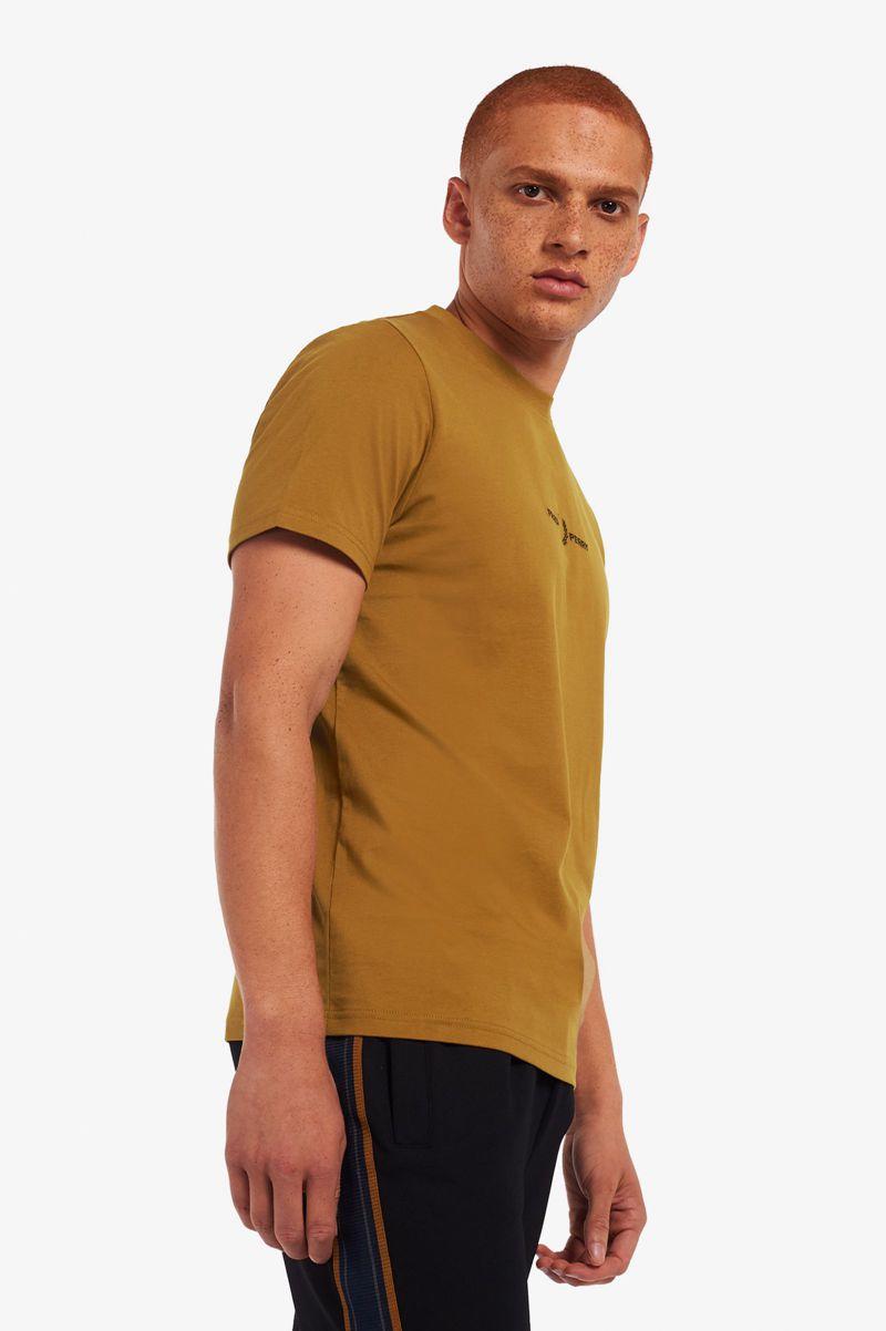 Camel Fred Perry Embroidered Men's T Shirts | PH 1646ILHS